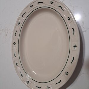 Longaberger Pottery Woven Traditions Heritage Green Platter